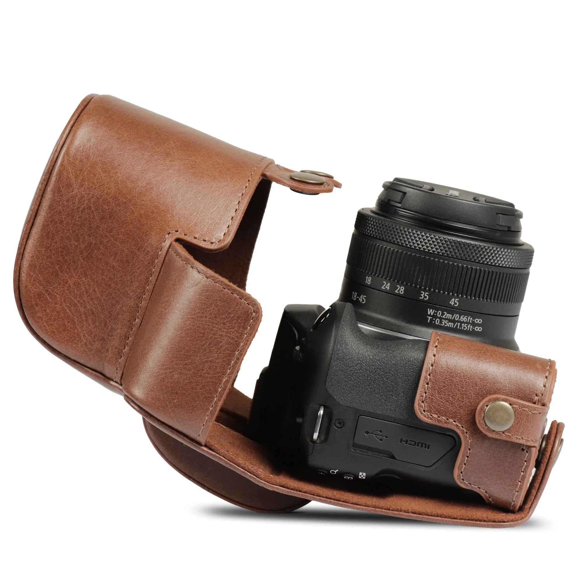 MegaGear Canon EOS R100 (18-45 mm) Ever Ready Genuine Leather Camera Case - Stylish and Protective