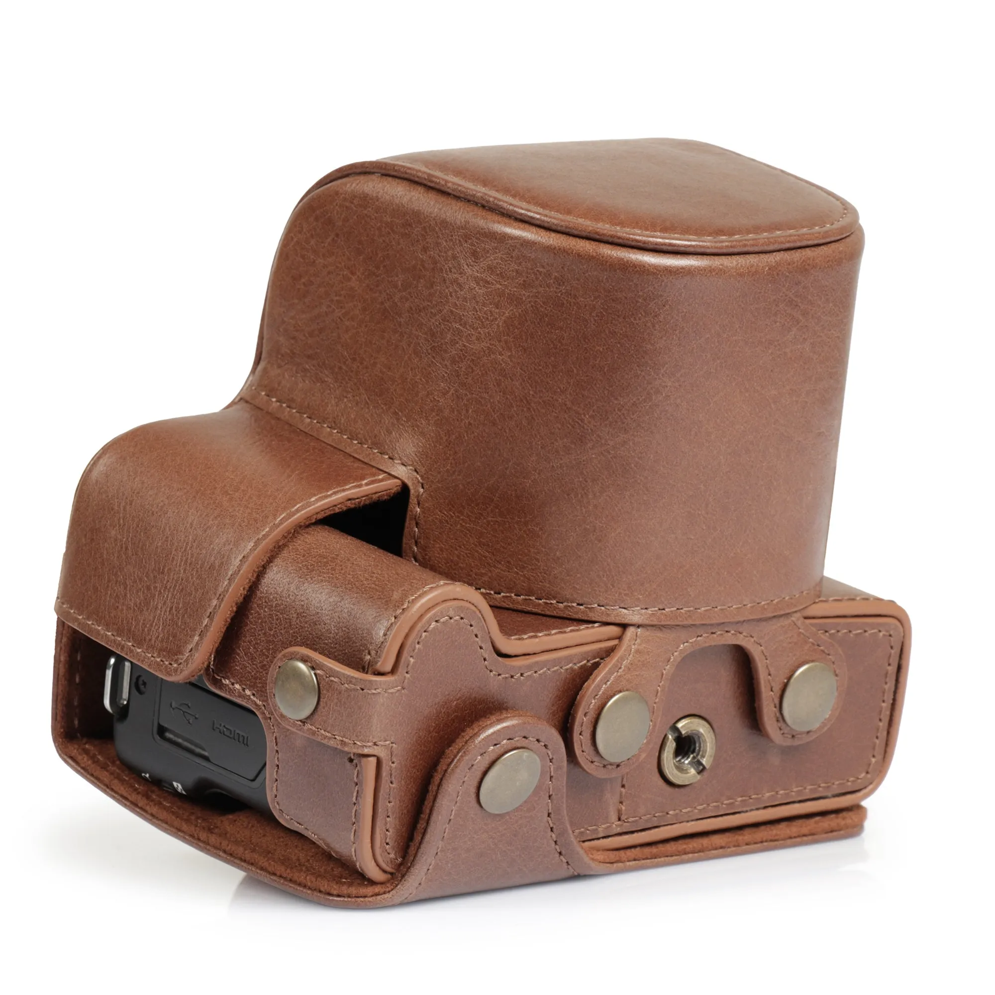 MegaGear Canon EOS R100 (18-45 mm) Ever Ready Genuine Leather Camera Case - Stylish and Protective