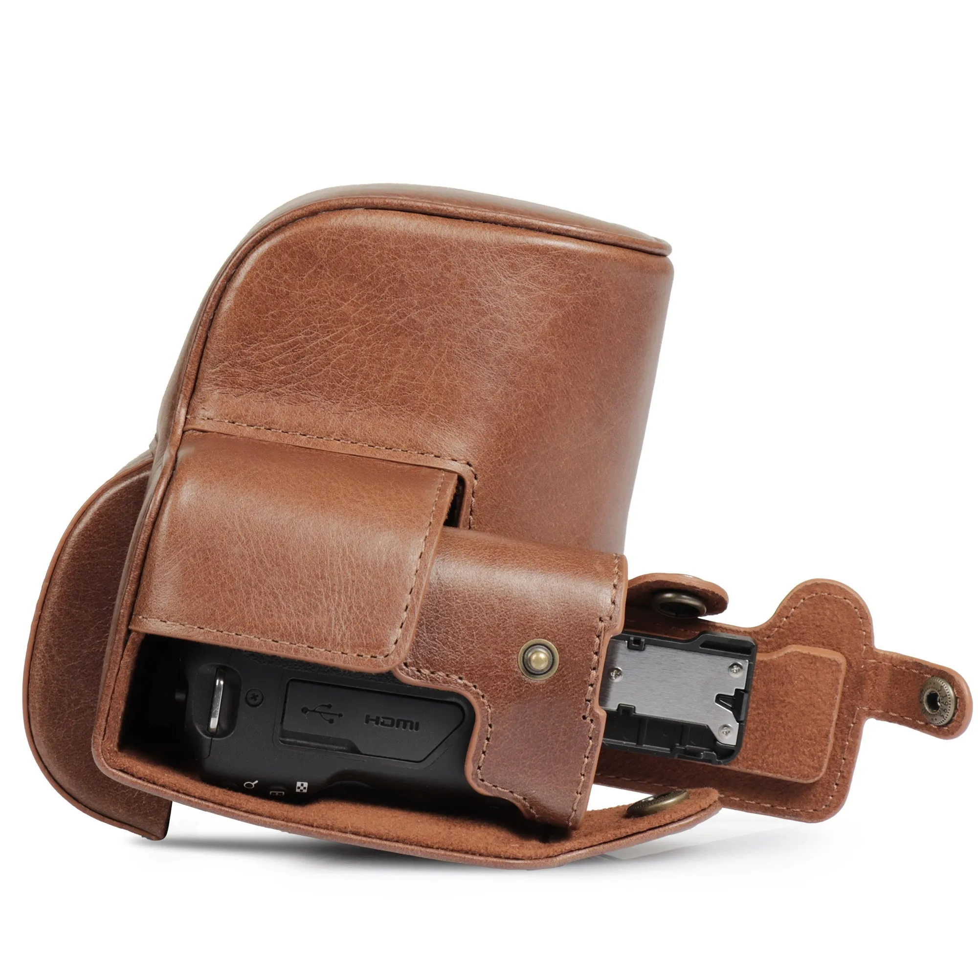 MegaGear Canon EOS R100 (18-45 mm) Ever Ready Genuine Leather Camera Case - Stylish and Protective