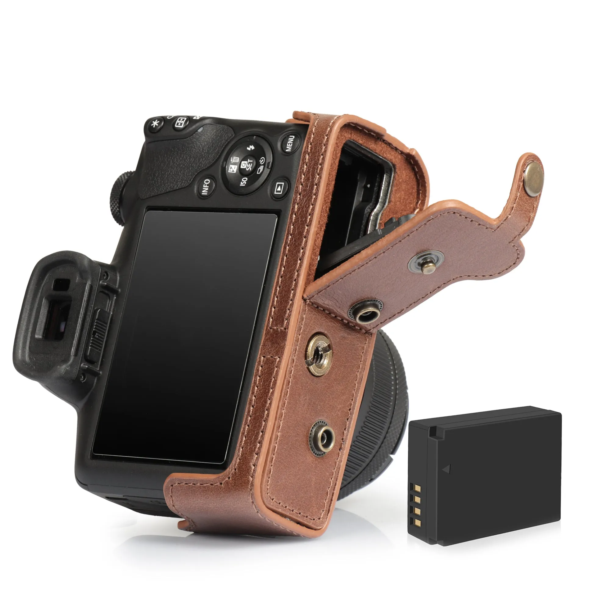 MegaGear Canon EOS R100 (18-45 mm) Ever Ready Genuine Leather Camera Case - Stylish and Protective