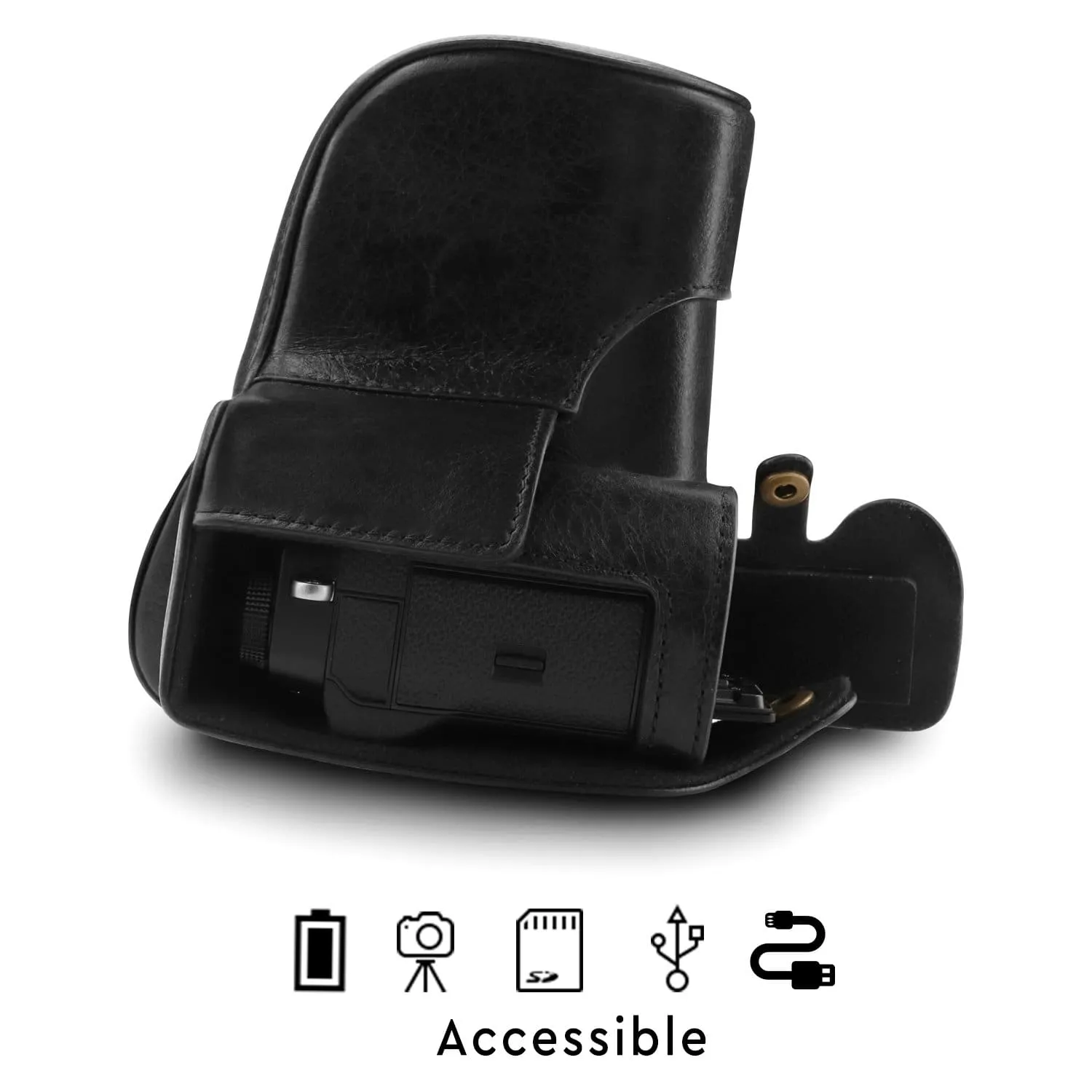 MegaGear Fujifilm X-T3 (XF23mm, XF56mm & 18-55mm Lenses) Ever Ready Top Grain Leather Camera Case and Strap