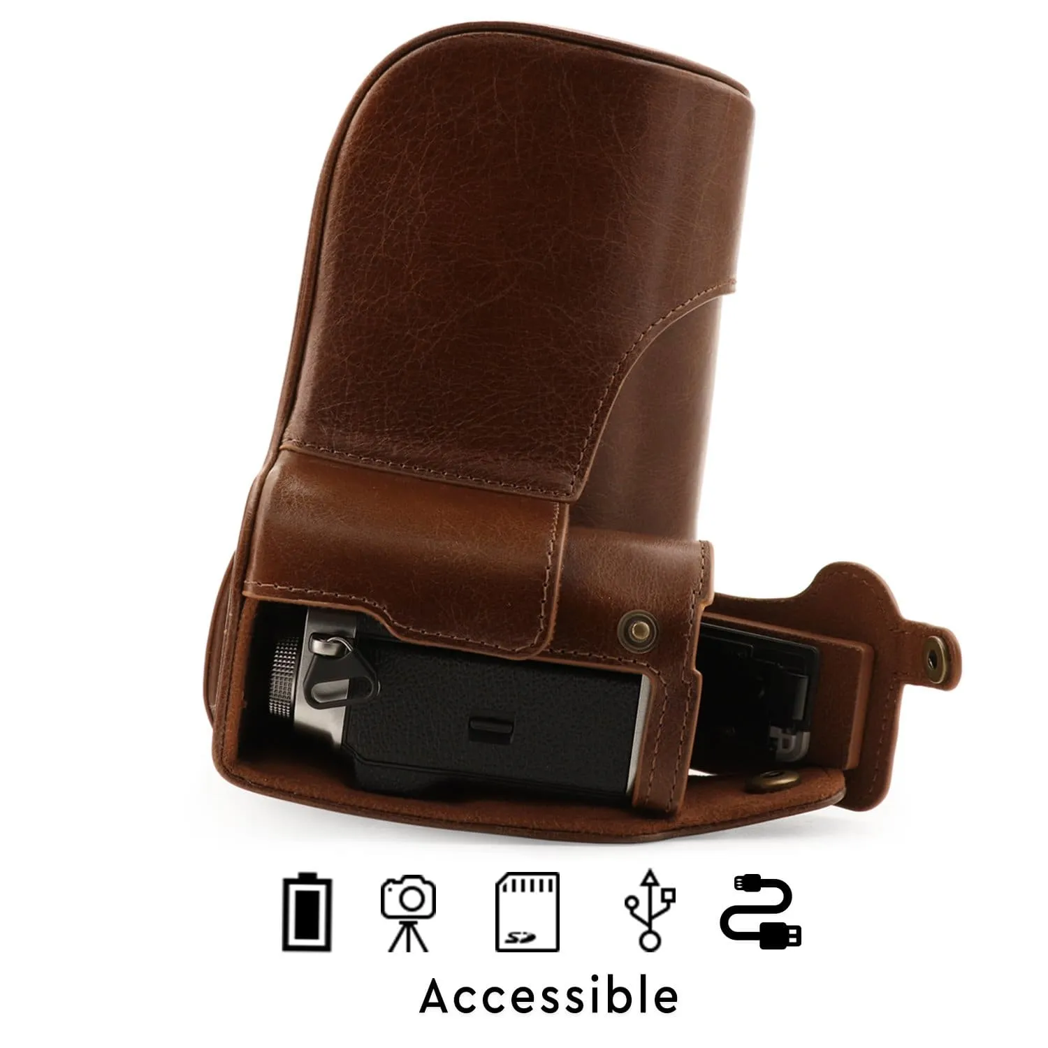 MegaGear Fujifilm X-T4 (XF16-80mm) Ever Ready Top Grain Leather Camera Case