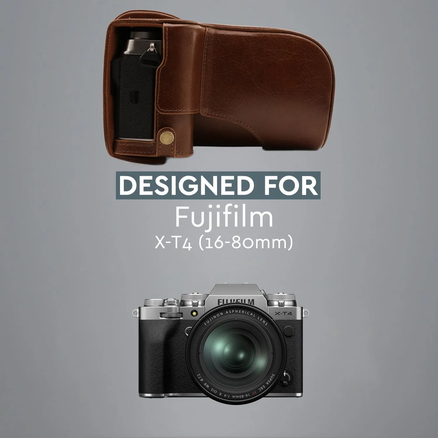 MegaGear Fujifilm X-T4 (XF16-80mm) Ever Ready Top Grain Leather Camera Case