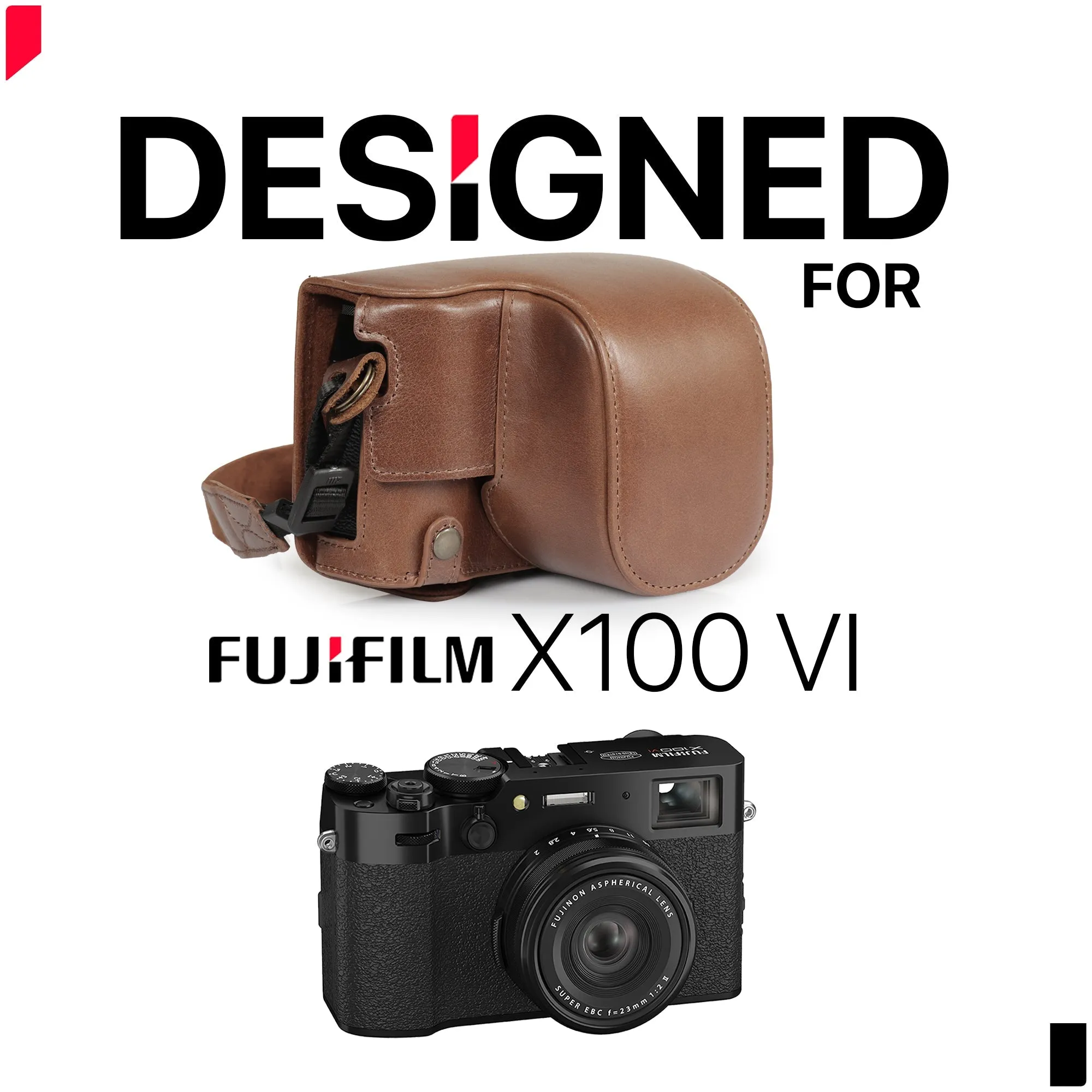 MegaGear Fujifilm X100VI Ever Ready Genuine Leather Camera Case - Stylish and Protective