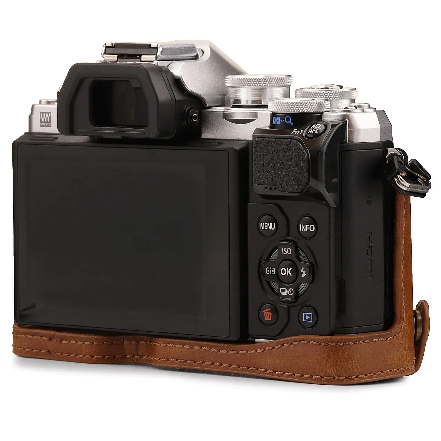MegaGear Olympus OM-D E-M10 Mark IIIs, OM-D E-M10 Mark III Ever Ready Leather Camera Half Case and Strap