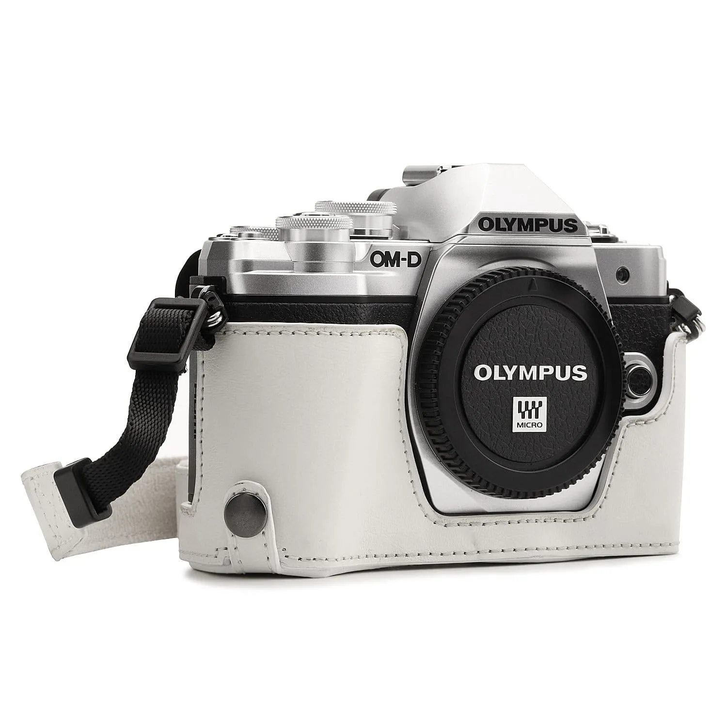 MegaGear Olympus OM-D E-M10 Mark IIIs, OM-D E-M10 Mark III Ever Ready Leather Camera Half Case and Strap