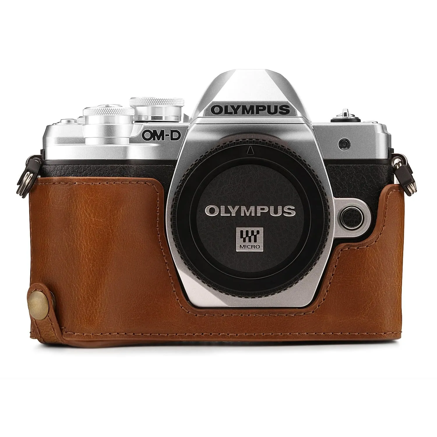 MegaGear Olympus OM-D E-M10 Mark IIIs, OM-D E-M10 Mark III Ever Ready Leather Camera Half Case and Strap