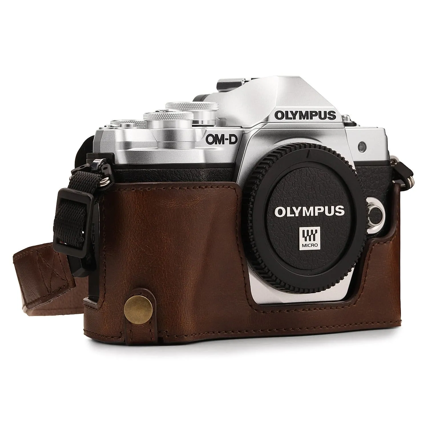 MegaGear Olympus OM-D E-M10 Mark IIIs, OM-D E-M10 Mark III Ever Ready Leather Camera Half Case and Strap