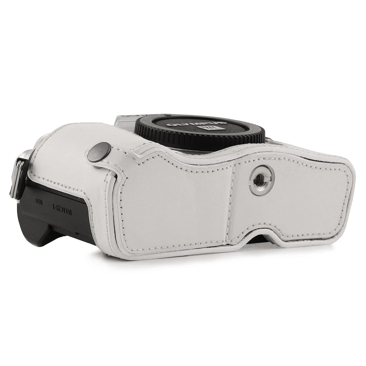 MegaGear Olympus OM-D E-M10 Mark IIIs, OM-D E-M10 Mark III Ever Ready Leather Camera Half Case and Strap