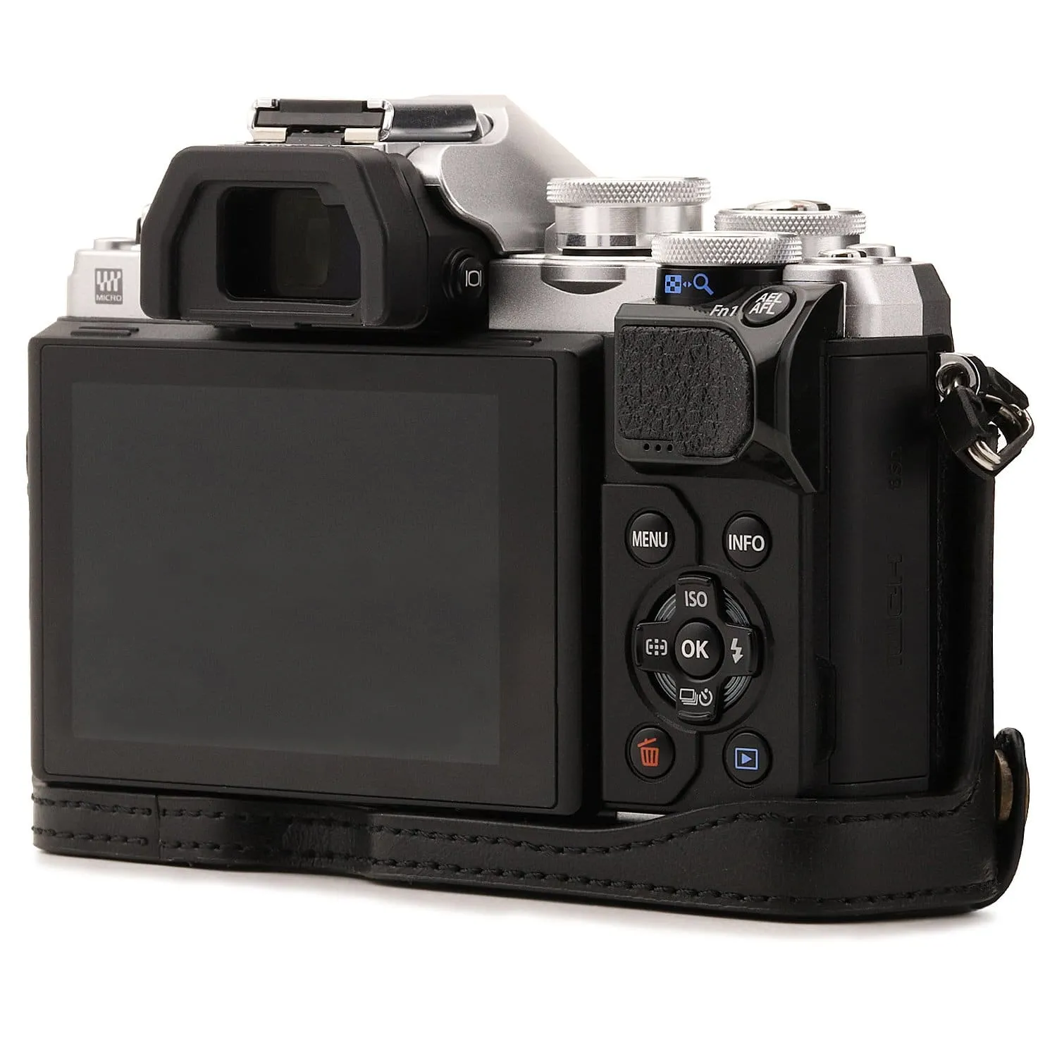 MegaGear Olympus OM-D E-M10 Mark IIIs, OM-D E-M10 Mark III Ever Ready Leather Camera Half Case and Strap