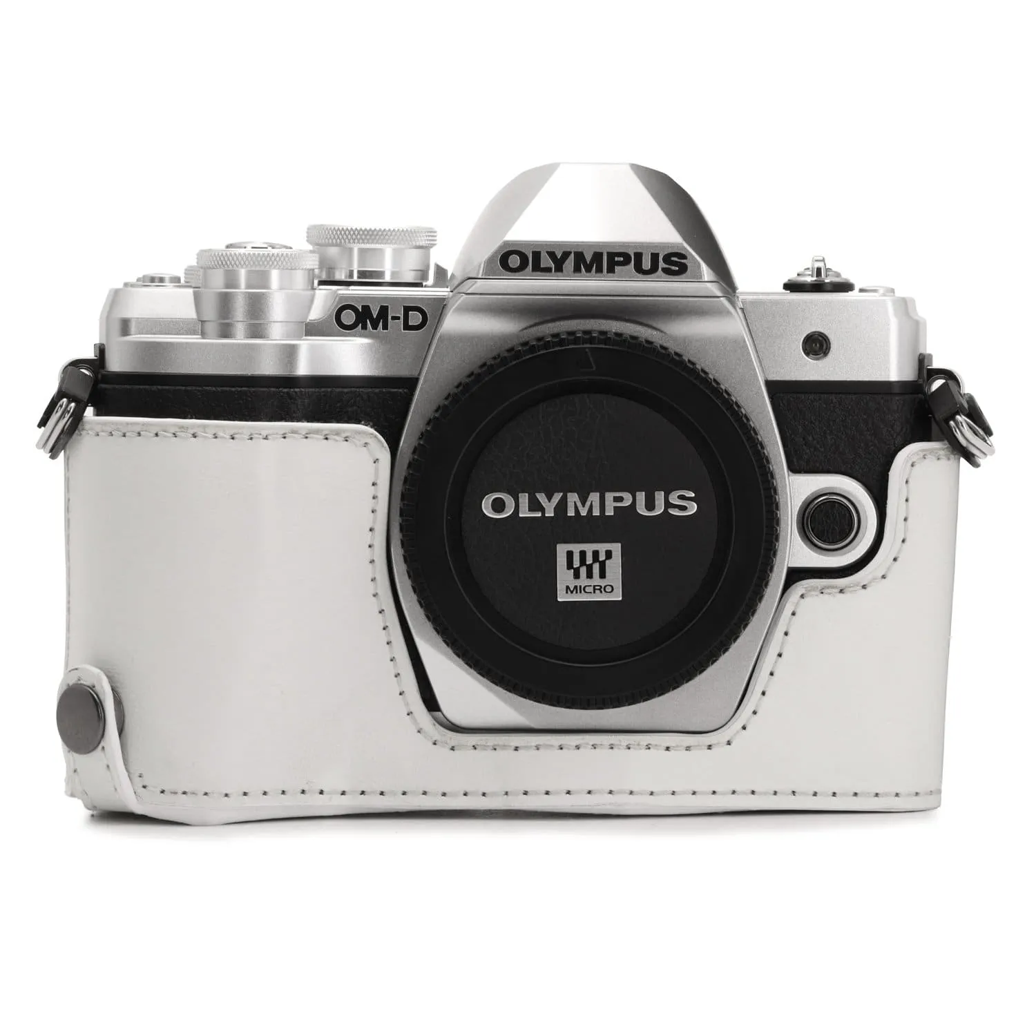 MegaGear Olympus OM-D E-M10 Mark IIIs, OM-D E-M10 Mark III Ever Ready Leather Camera Half Case and Strap