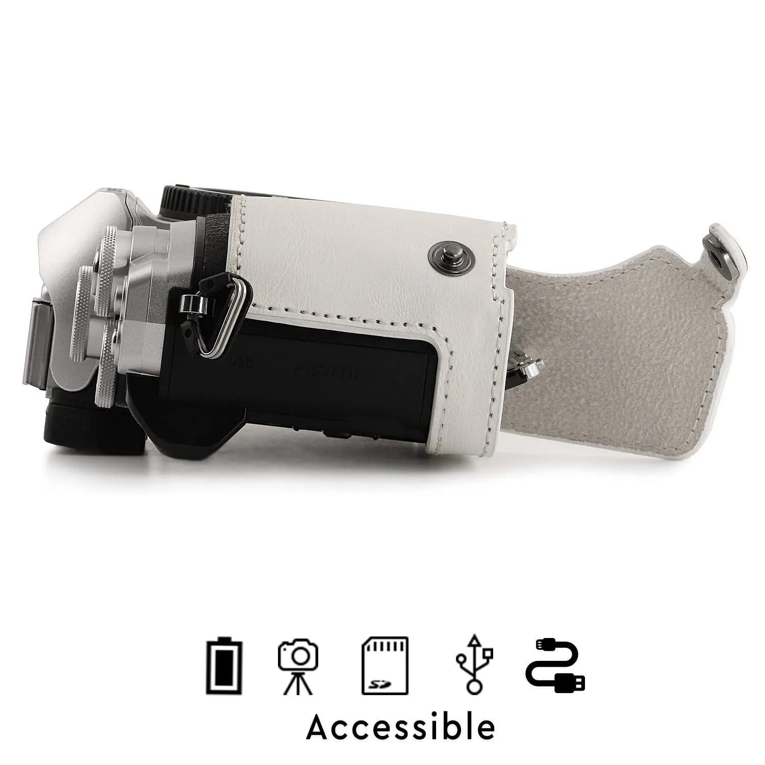 MegaGear Olympus OM-D E-M10 Mark IIIs, OM-D E-M10 Mark III Ever Ready Leather Camera Half Case and Strap