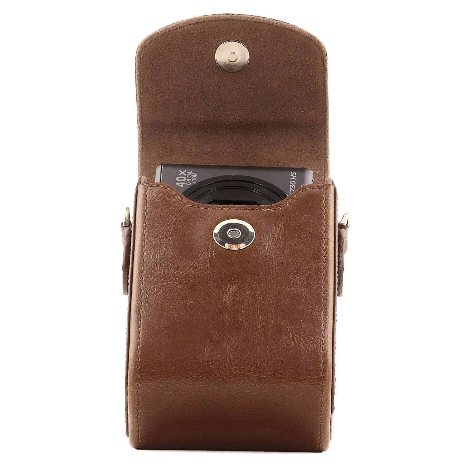MegaGear Panasonic Lumix DC-ZS70, LX10, ZS60, ZS100, LX15, DC-TZ95, TZ90, DMC-TZ80, TZ100 Leather Camera Case with Strap