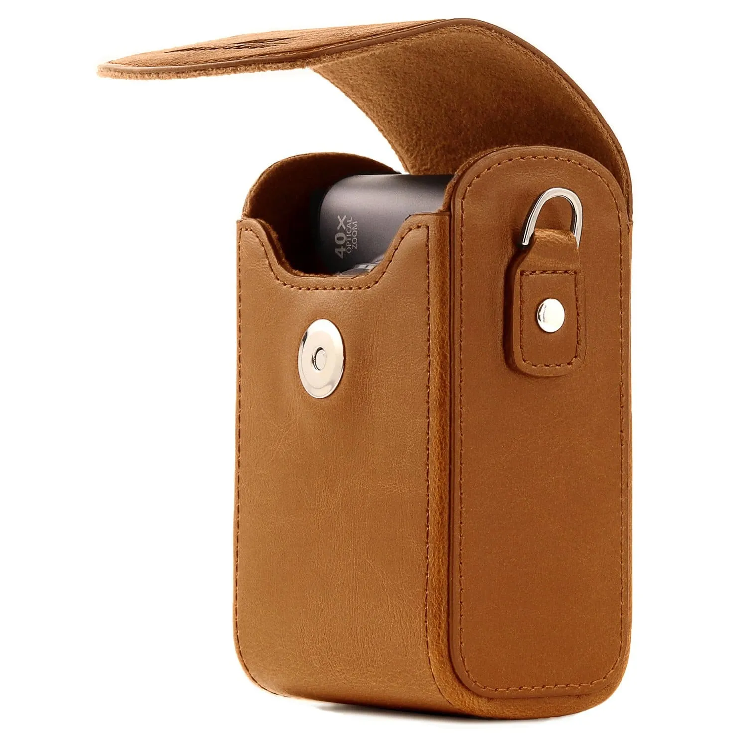 MegaGear Panasonic Lumix DC-ZS70, LX10, ZS60, ZS100, LX15, DC-TZ95, TZ90, DMC-TZ80, TZ100 Leather Camera Case with Strap