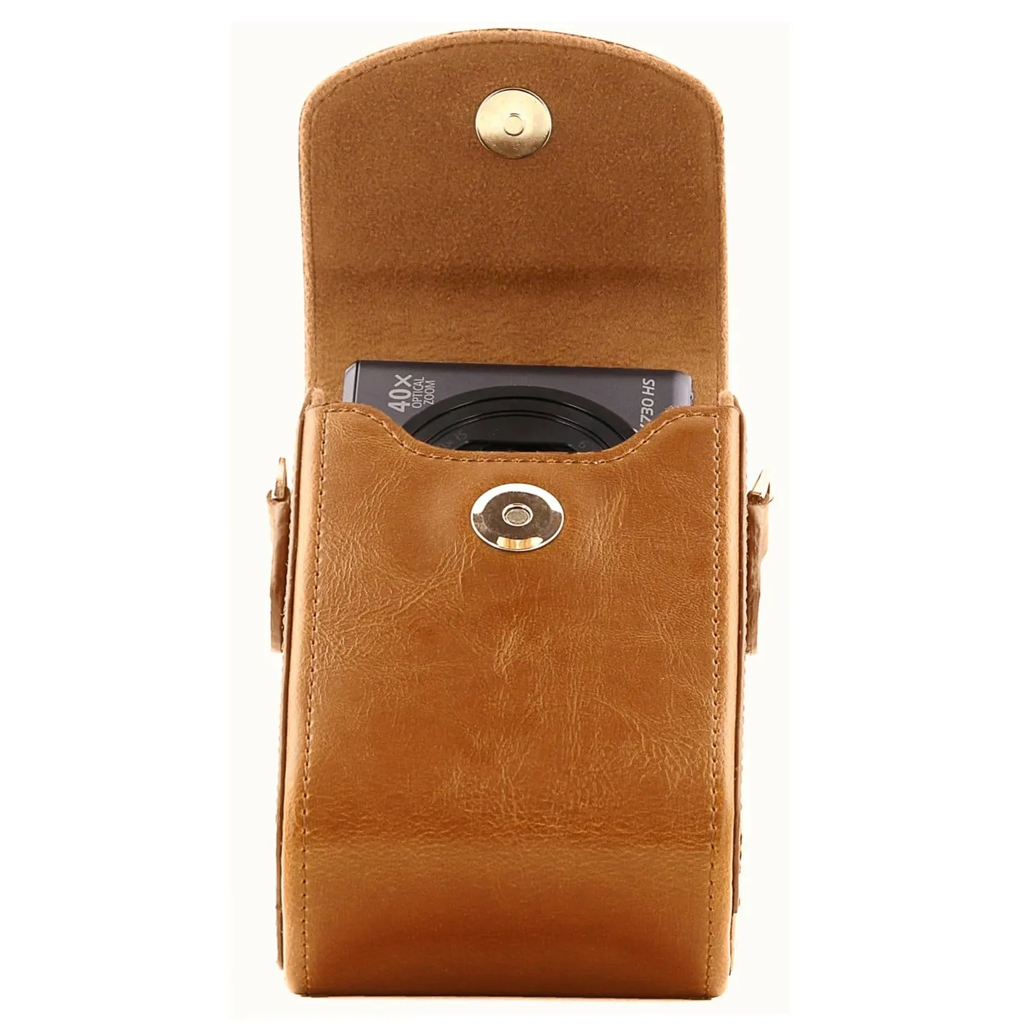 MegaGear Panasonic Lumix DC-ZS70, LX10, ZS60, ZS100, LX15, DC-TZ95, TZ90, DMC-TZ80, TZ100 Leather Camera Case with Strap