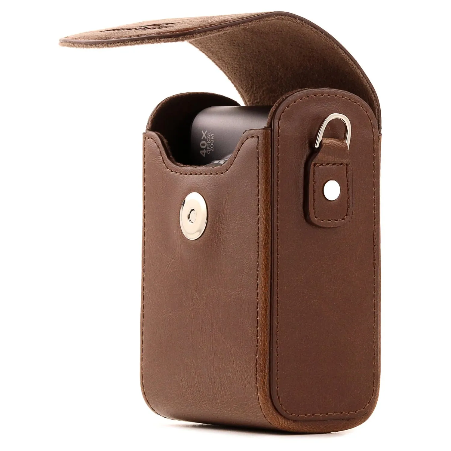 MegaGear Panasonic Lumix DC-ZS70, LX10, ZS60, ZS100, LX15, DC-TZ95, TZ90, DMC-TZ80, TZ100 Leather Camera Case with Strap
