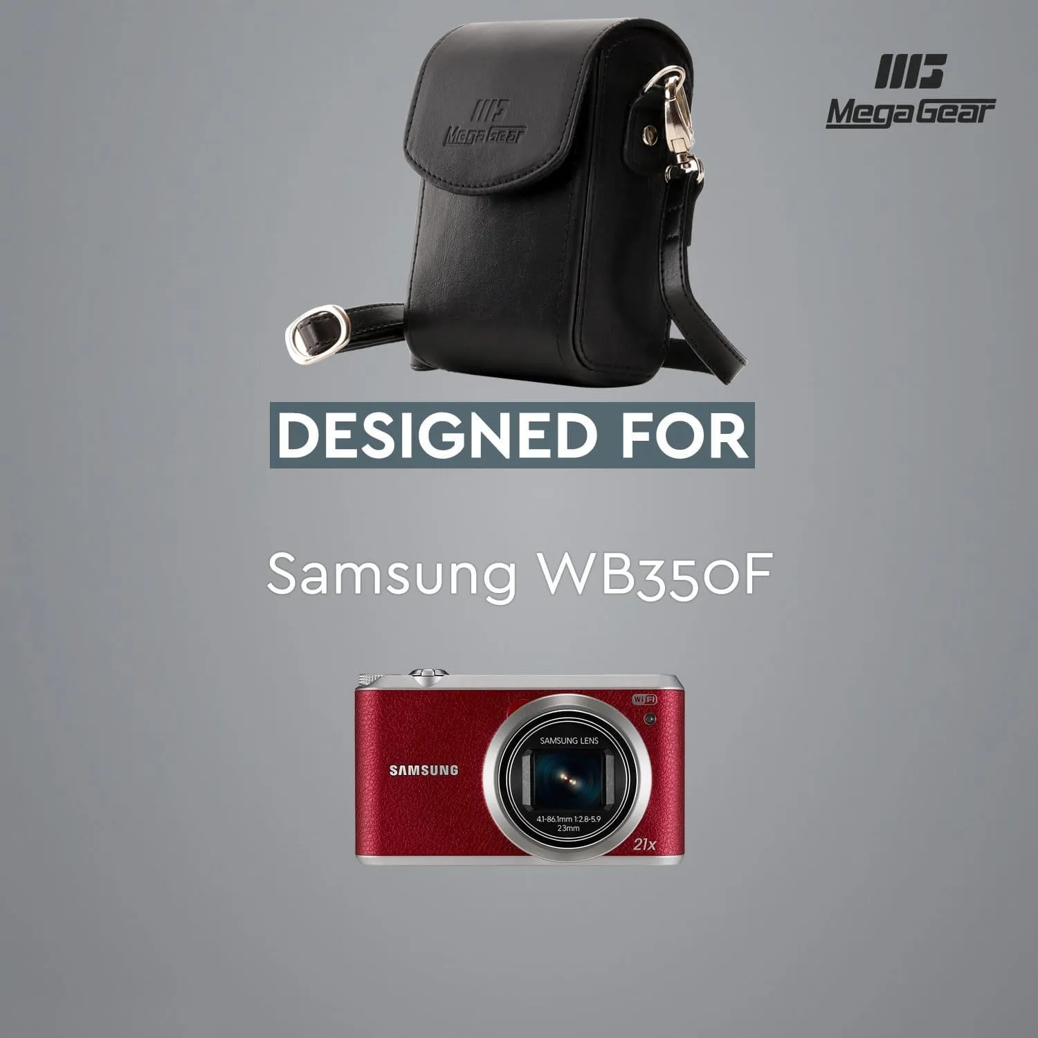 MegaGear Samsung WB350F Leather Camera Case with Strap