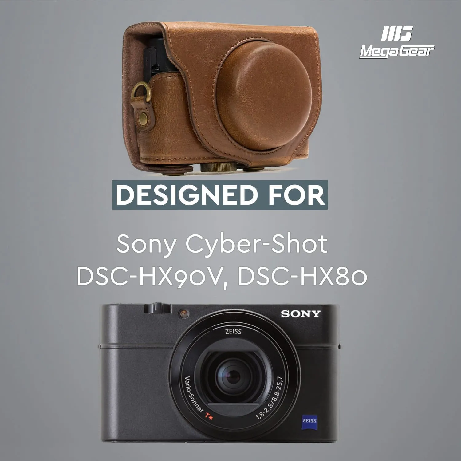 MegaGear Sony Cyber-shot DSC-HX95, DSC-HX99, DSC-HX80, DSC-HX90V Ever Ready Leather Camera Case with Strap