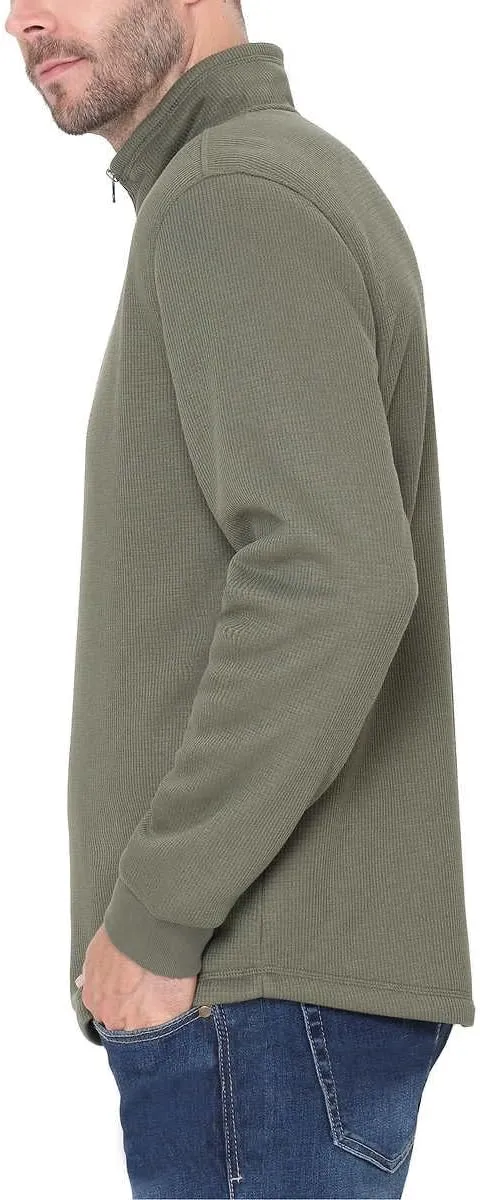 Men’s Bonded Fleece Lined Body Lined Quarter Zip Pullover Top