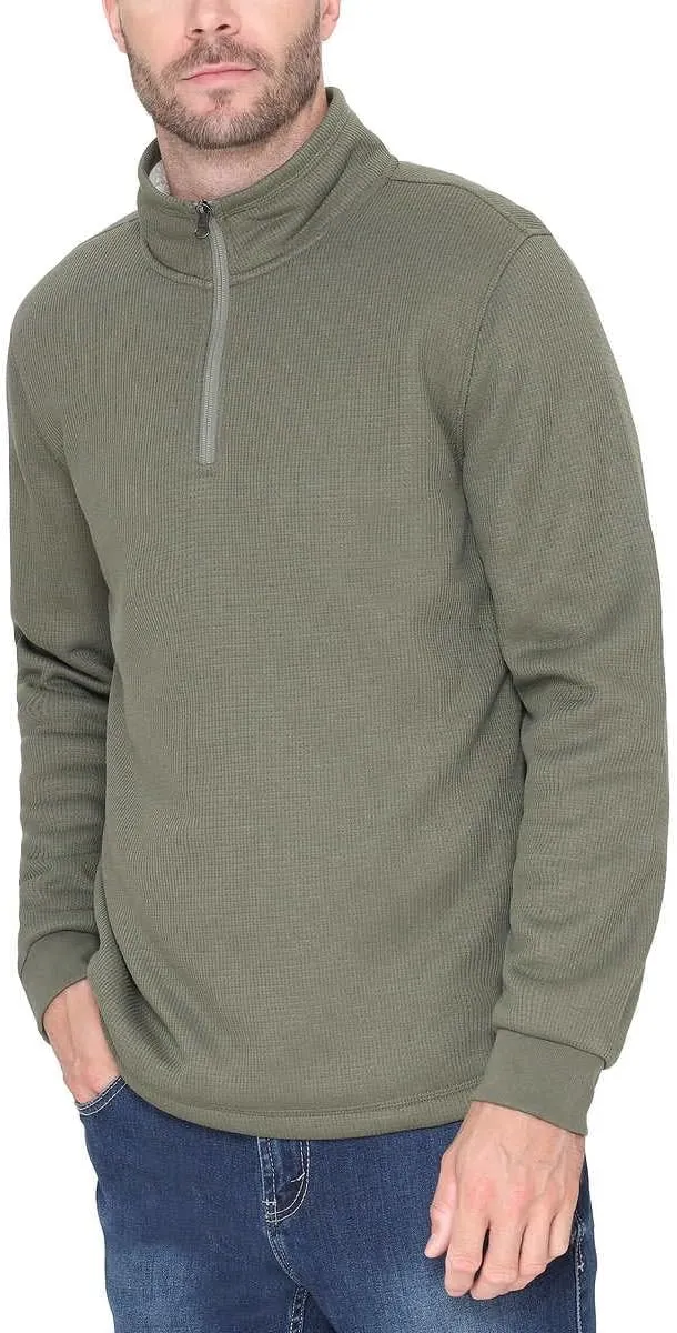 Men’s Bonded Fleece Lined Body Lined Quarter Zip Pullover Top