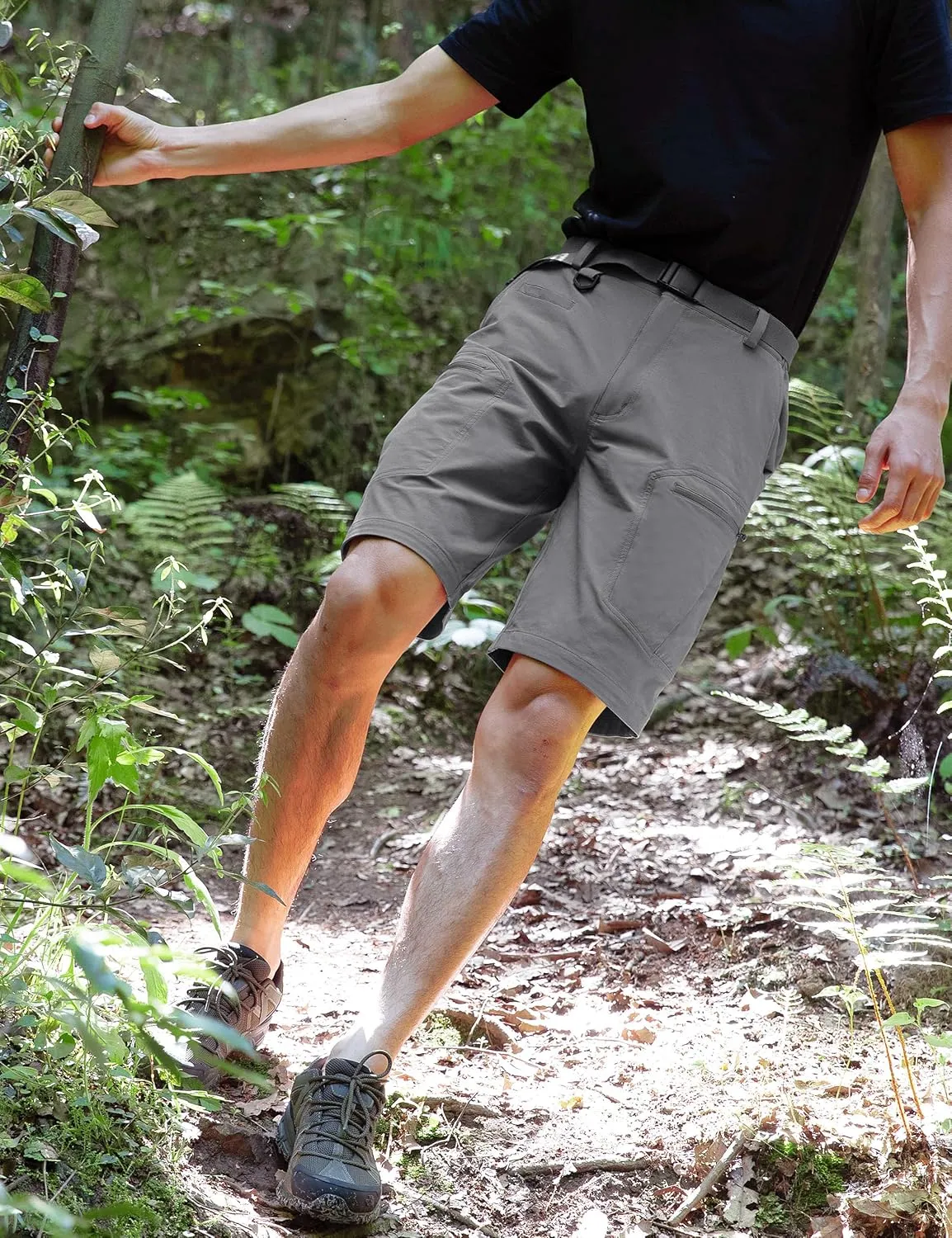 Mens Cargo Hiking Shorts Water Resistant Quick Dry Lightweight Breathable Tactical Shorts with Nylon Belt