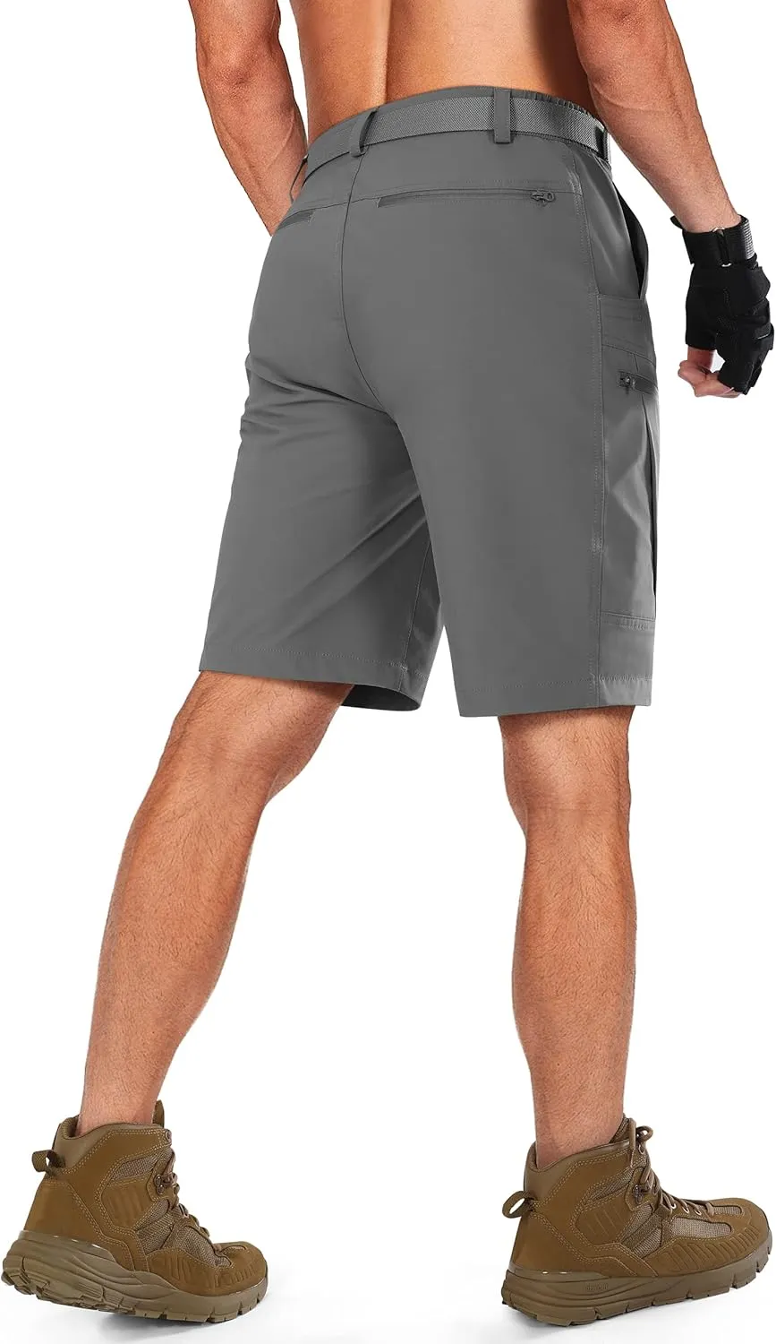 Mens Cargo Hiking Shorts Water Resistant Quick Dry Lightweight Breathable Tactical Shorts with Nylon Belt