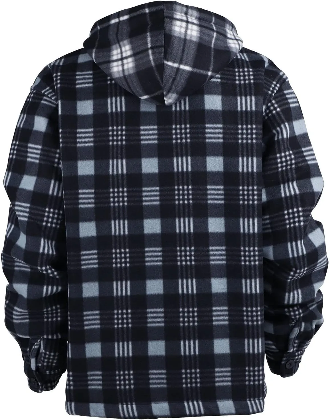 Mens Flannel Jackets Sherpa Lined Fleece Zip Up Winter Warm Workout Plaid Sweatshirt with Hood