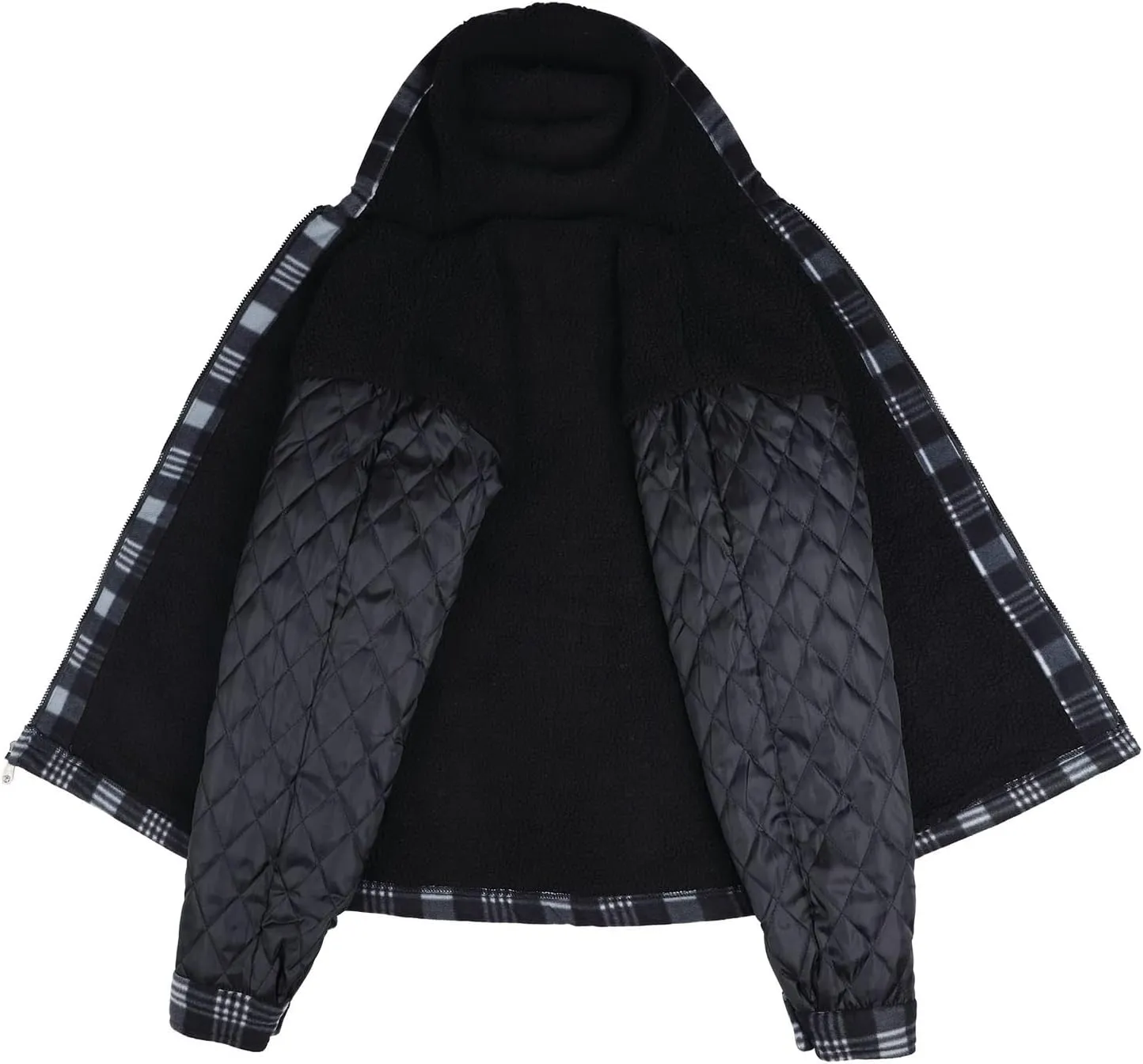 Mens Flannel Jackets Sherpa Lined Fleece Zip Up Winter Warm Workout Plaid Sweatshirt with Hood