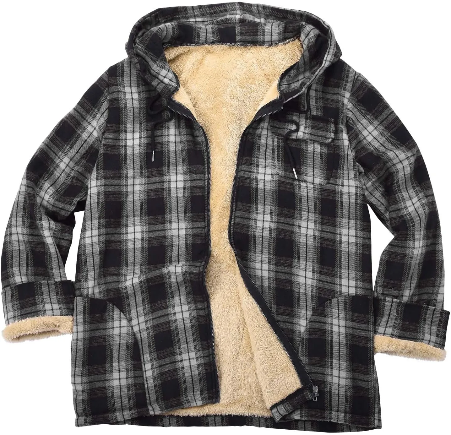 Men's Flannel Jackets Sweater Sweater Button Color with Plush Block Turtleneck Men's Soft Warm Coat for Men with
