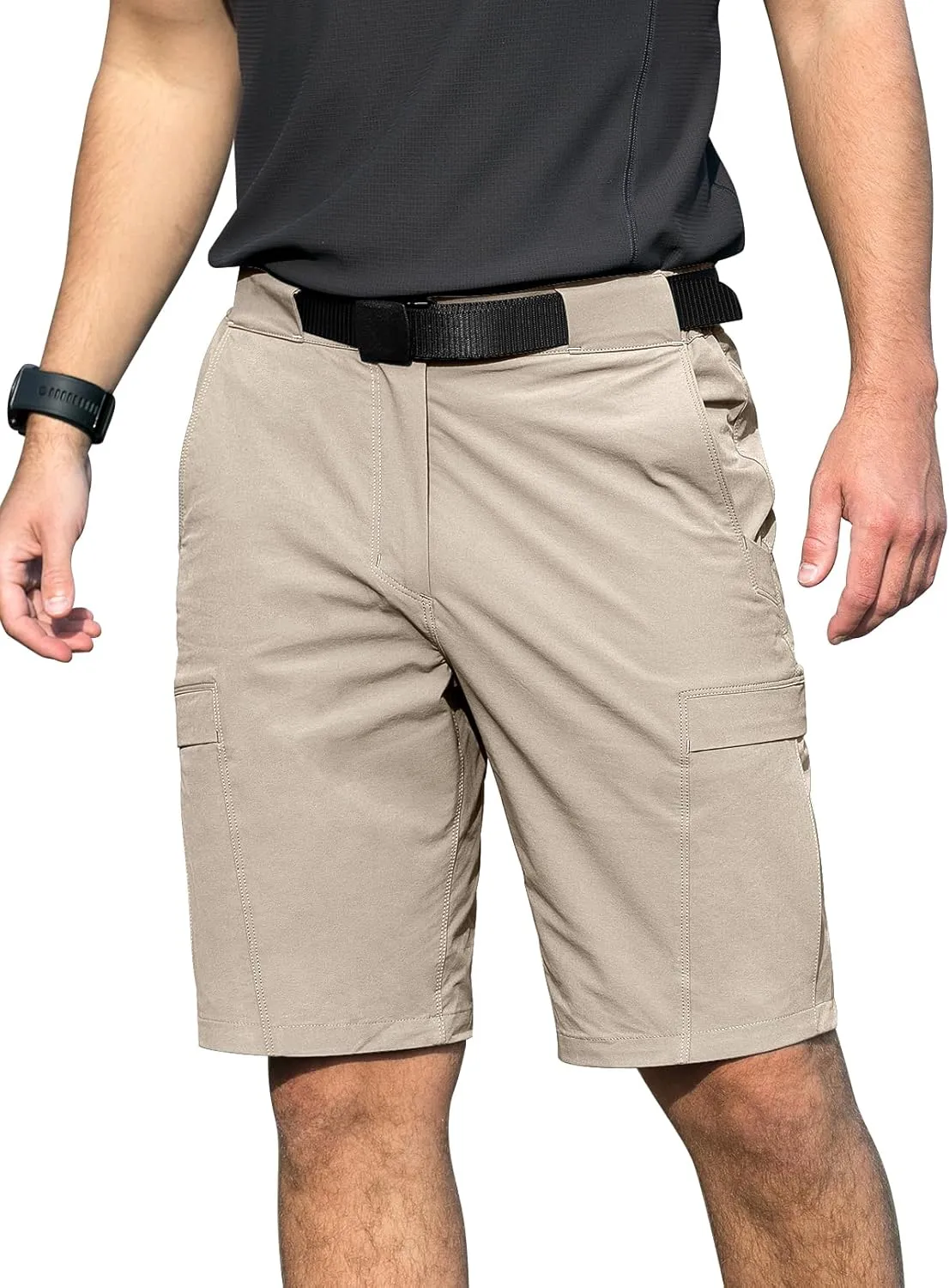 Men's Hiking Cargo Shorts Quick Dry Lightweight Casual Stretch Golf Work Shorts with Pocket & Belt for Summer Outdoor
