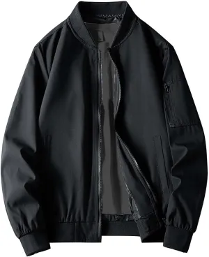 Men's Lightweight Bomber Jacket Men's Handsome Pilot Zip Fx Standing Jacket Outdoor Fashion Coat for Men Men's