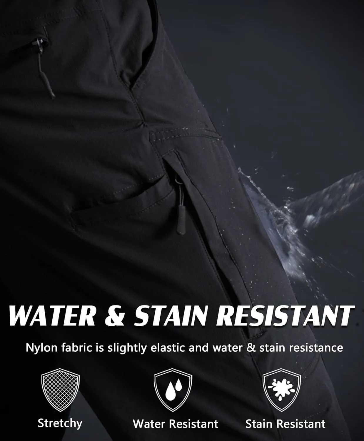 Mens Lightweight Cargo Hiking Patns Outdoor Quick Dry Work Tactical Pants with 6 Pockets Water Resistant Fishing Travel Pants