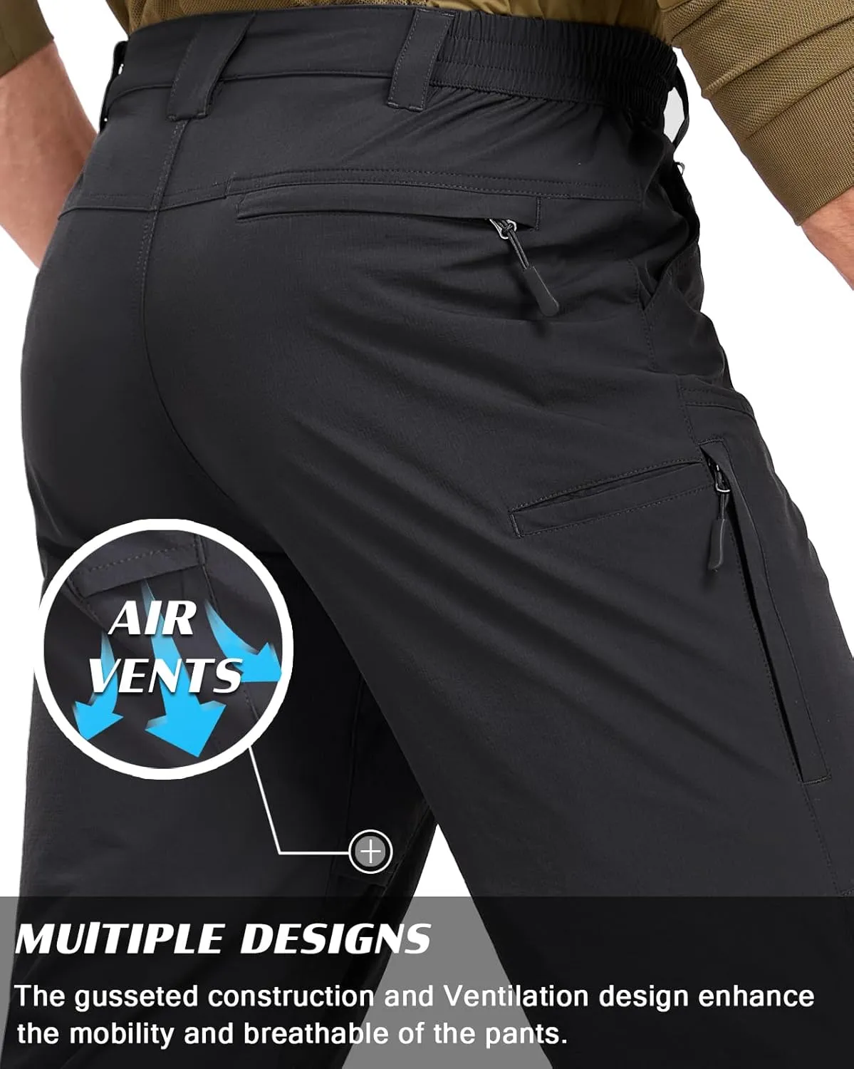 Mens Lightweight Cargo Hiking Patns Outdoor Quick Dry Work Tactical Pants with 6 Pockets Water Resistant Fishing Travel Pants
