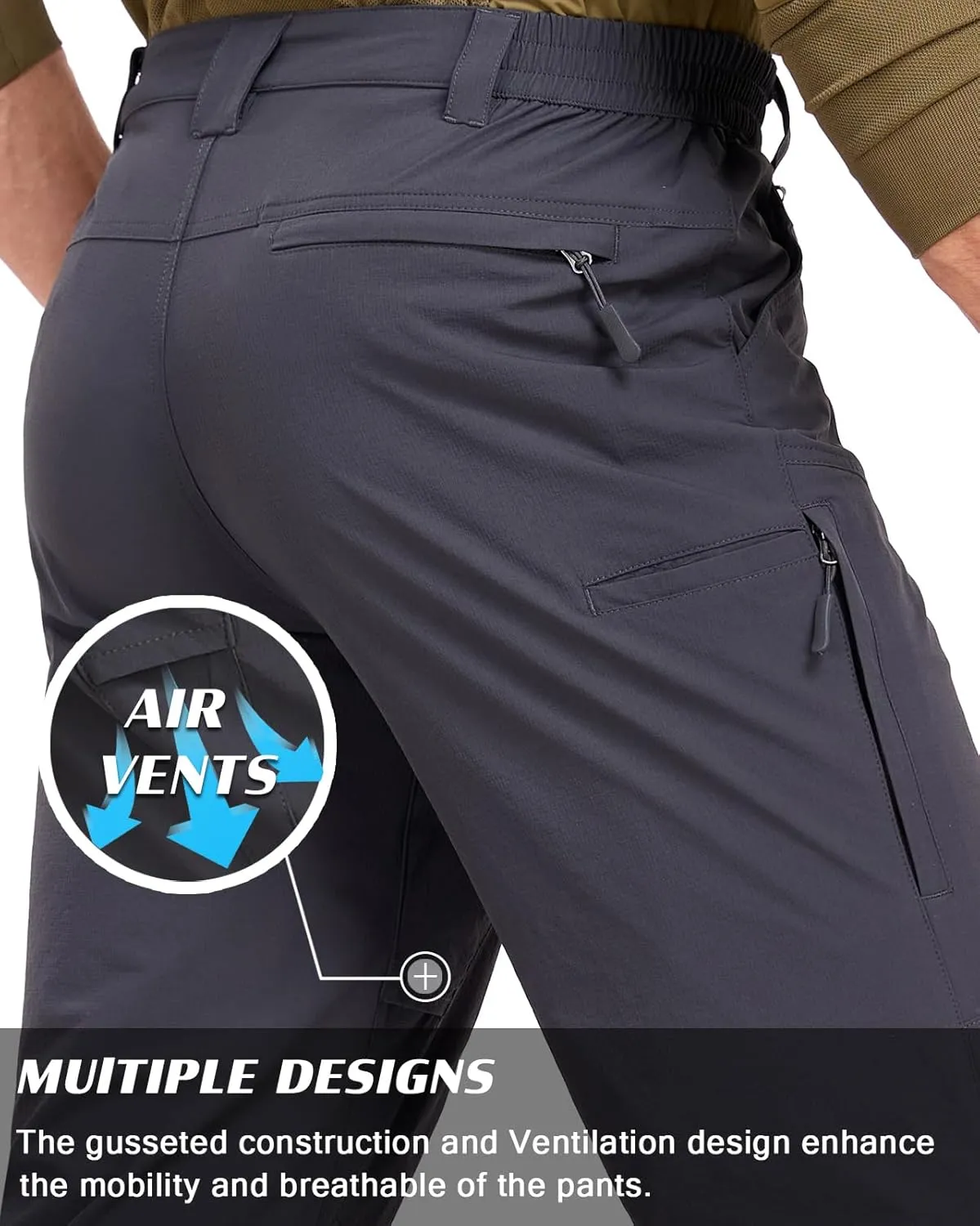 Mens Lightweight Cargo Hiking Patns Outdoor Quick Dry Work Tactical Pants with 6 Pockets Water Resistant Fishing Travel Pants