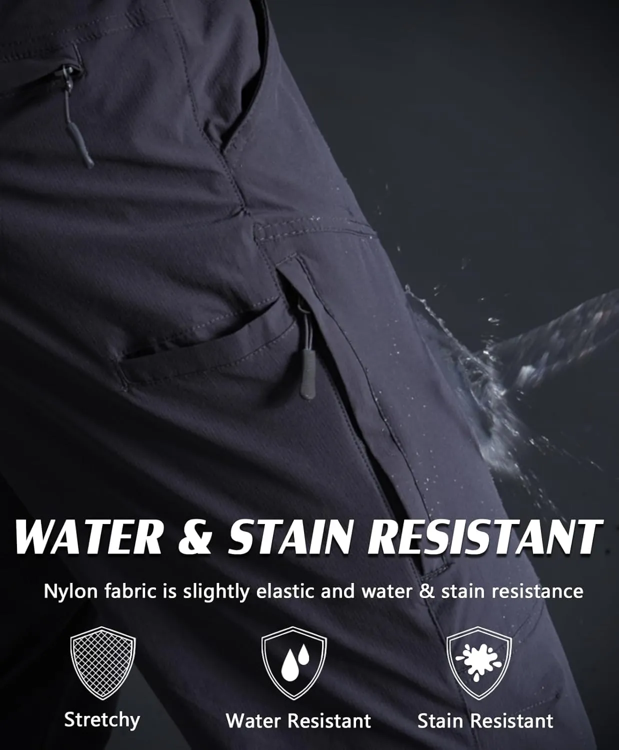 Mens Lightweight Cargo Hiking Patns Outdoor Quick Dry Work Tactical Pants with 6 Pockets Water Resistant Fishing Travel Pants