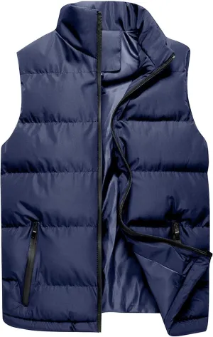 Men's Outdoor Stand Collar Jacket Vest Casual Padded Vest Coats Men's Outdoor Stand Collar Fleece Jacket Vest Coat
