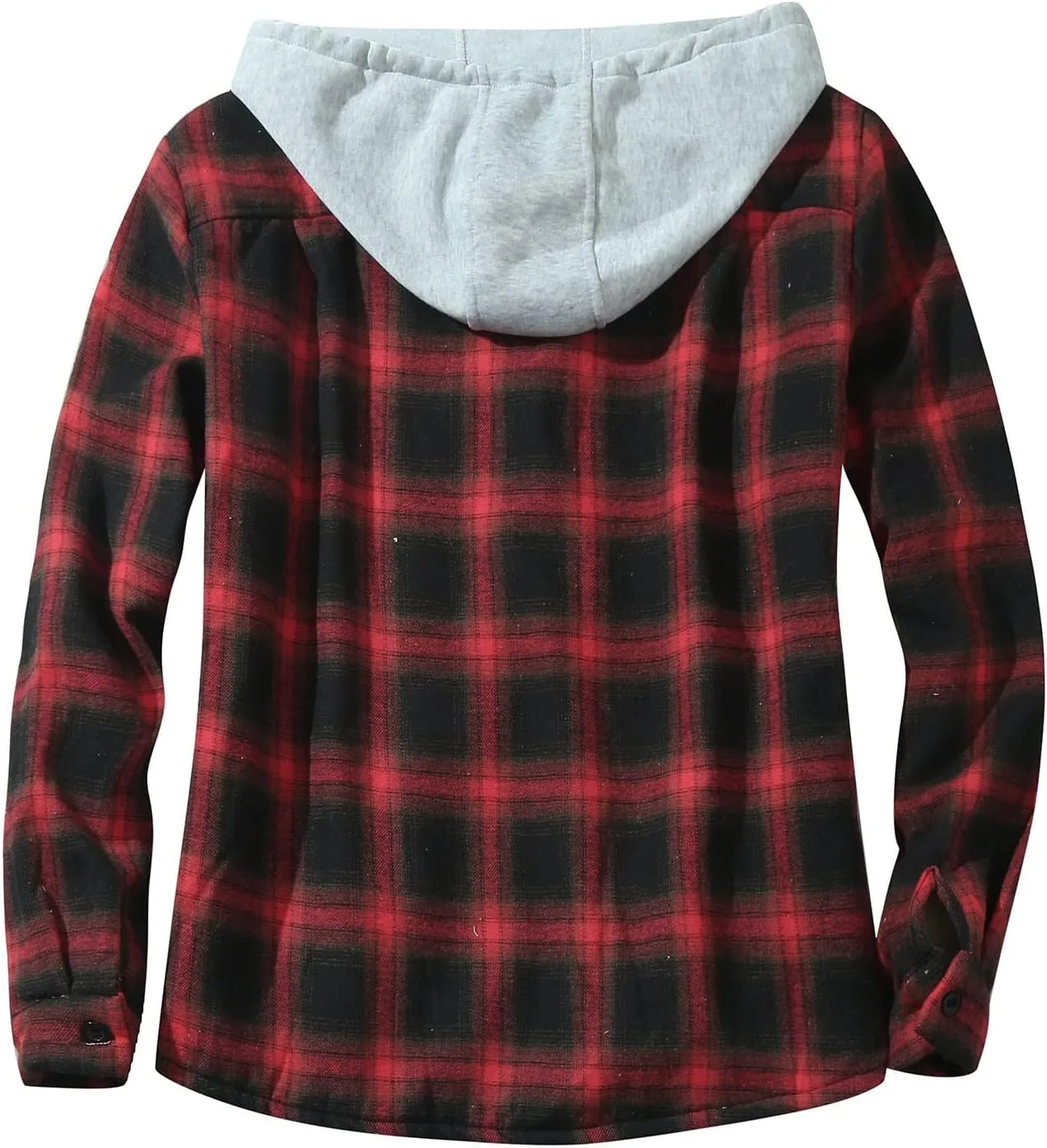 Men's Sherpa Flannel Shirt Jacket Pocket Hooded Loose Coat Plus Velvet Shirt Mens Vintage Plaid Shirts Hoodie Jackets