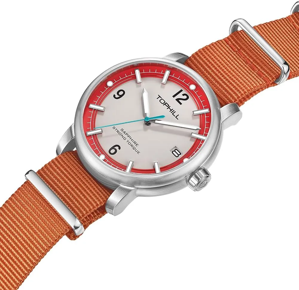 Men's Wristwatch, 316 Stainless Steel, Scratch-Resistant Sapphire Glass, 5ATM Water Resistant, Nylon Strap, Quartz Wristwatch, 42mm Watch for Hiking Sports Casual