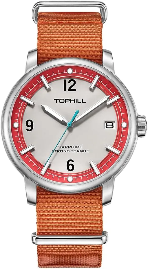 Men's Wristwatch, 316 Stainless Steel, Scratch-Resistant Sapphire Glass, 5ATM Water Resistant, Nylon Strap, Quartz Wristwatch, 42mm Watch for Hiking Sports Casual