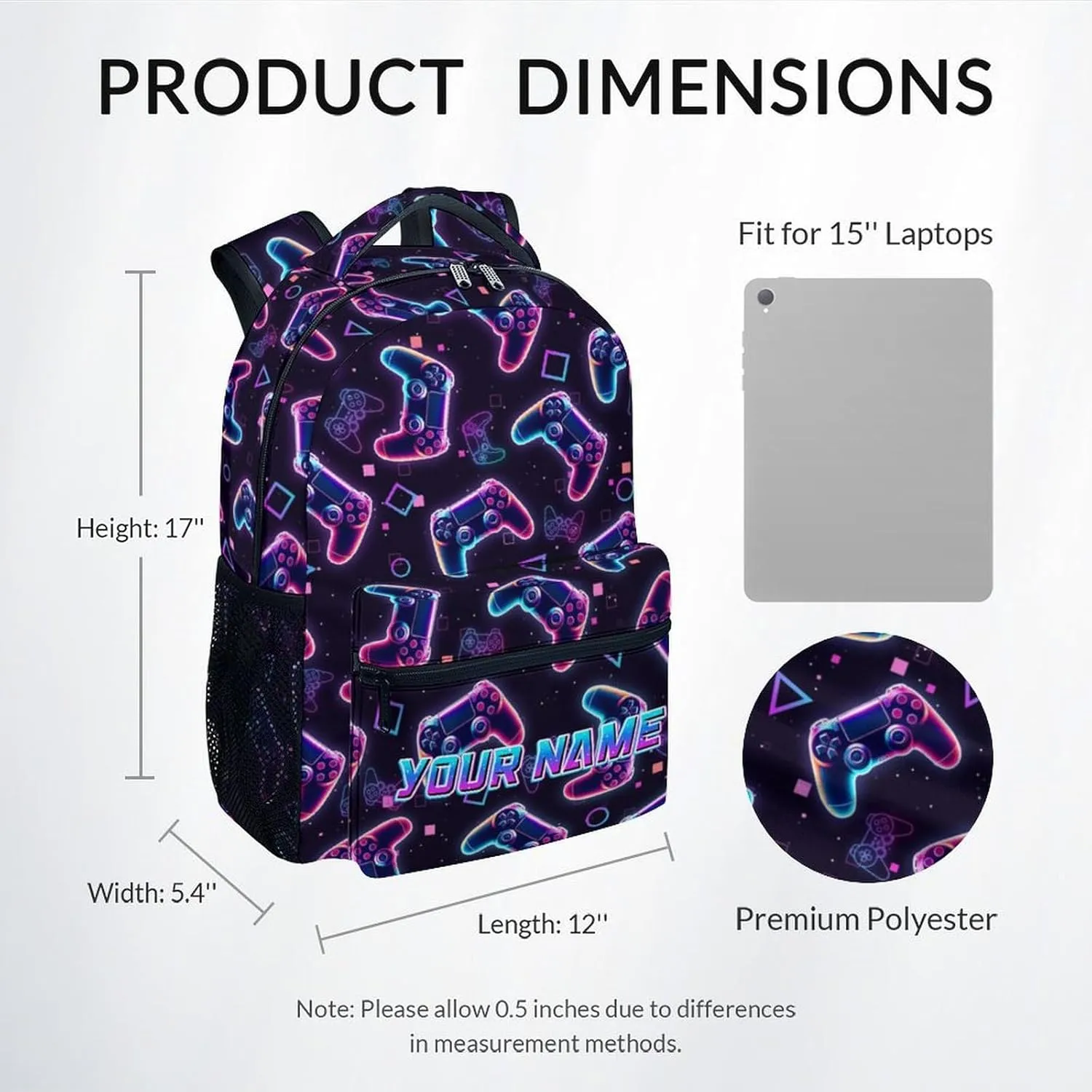 Mercuryelf Kid Backpack for School - Custom Cool Gaming Bookbag for Boys - 17 Inch Gamer School Backpack for Primary Middle College