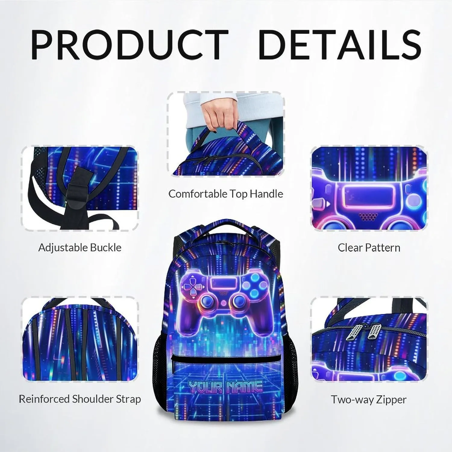 Mercuryelf Kids Backpack - Custom Gaming Kid Backpack for School, Travel - Cool Gamer Bookbag for Boys - 17 Inch School Bag for Primary Middle
