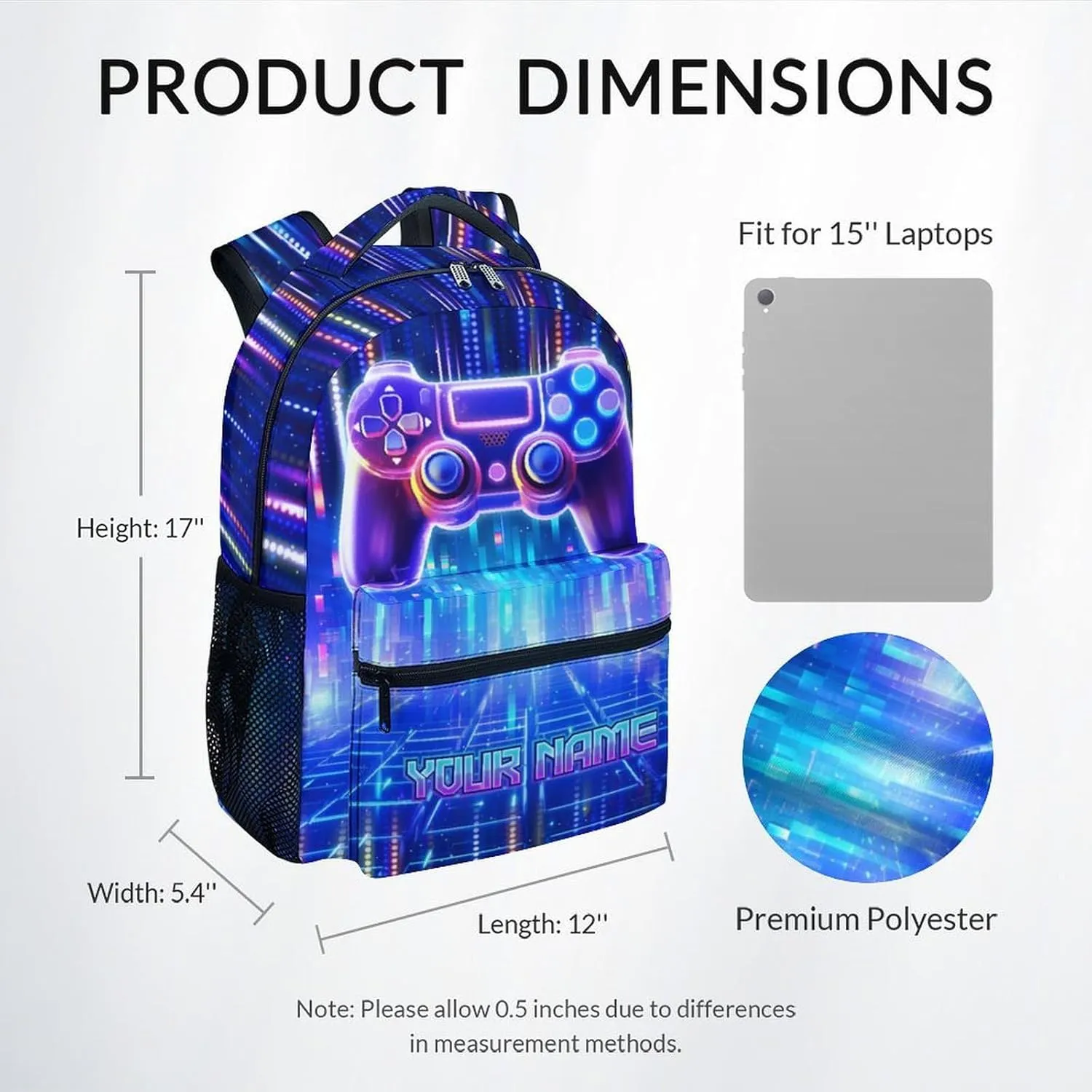 Mercuryelf Kids Backpack - Custom Gaming Kid Backpack for School, Travel - Cool Gamer Bookbag for Boys - 17 Inch School Bag for Primary Middle