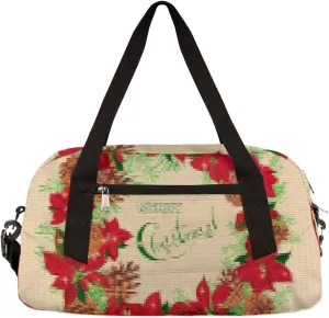Merry Christmas Pine Cones Puansetia Kids Duffel Bag for Girls Boys Teens, Merry Christmas Dance Bag Overnight Small Duffel Bag Carry On Weekend Sports Gym Travel Bag for School Practice Gymnastics Ballet
