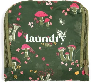 Miamica Foldable Travel Laundry Bag, Mushroom Garden Multicolor Flowers – Lightweight, Durable Design with Drawstring Closure, One Size