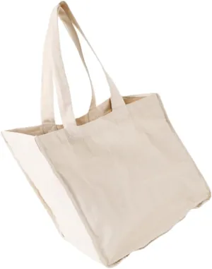 Mikinona Cotton Drawstring Bag Large Canvas Grocery Tote Beach Cloth Tote Bag Foldable Handbag
