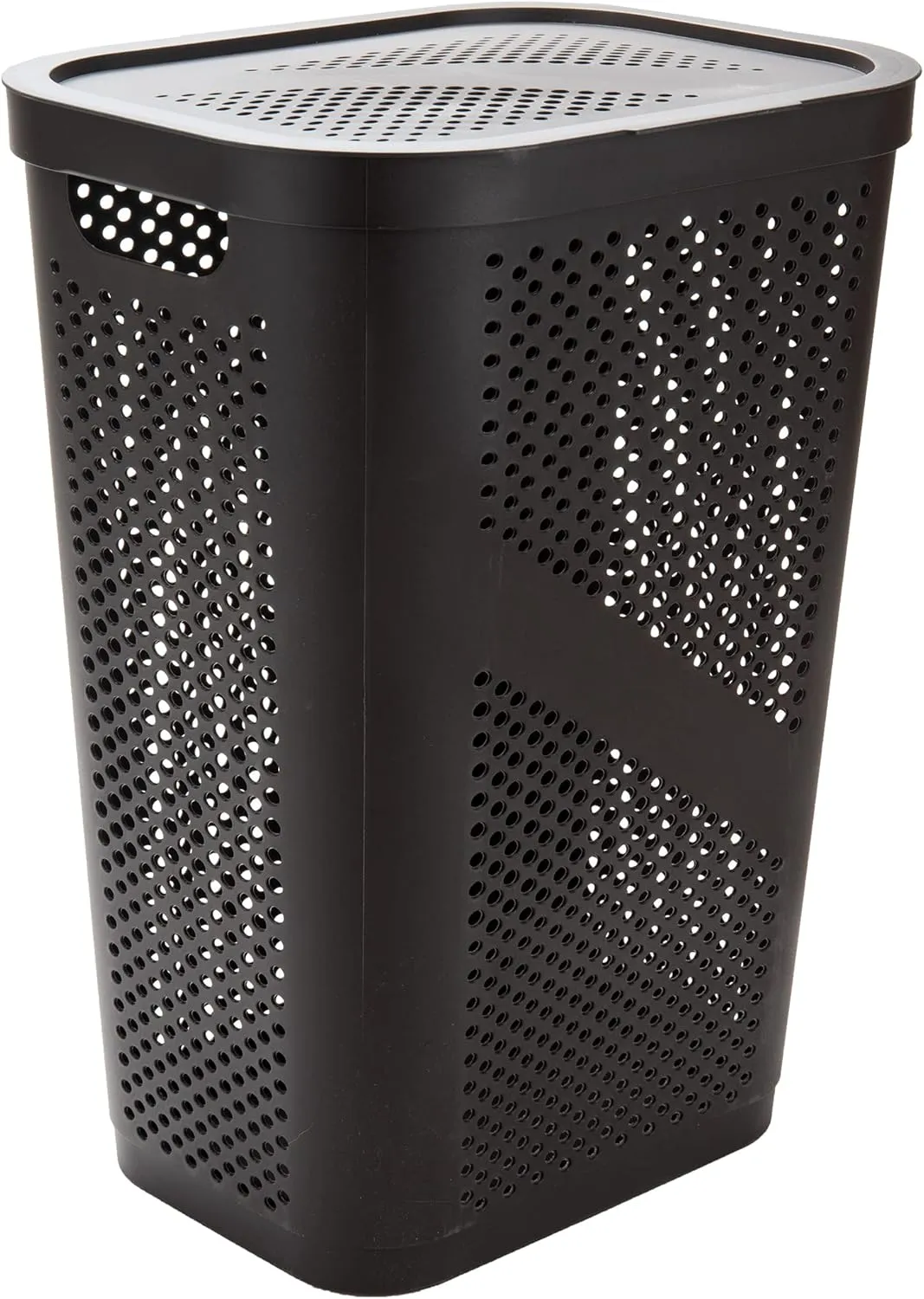 Mind Reader 60L Slim Laundry Hamper, Clothes Basket, Lid, Ventilated, Plastic, 17.25"L x 13.75"W x 23.5"H, Brown