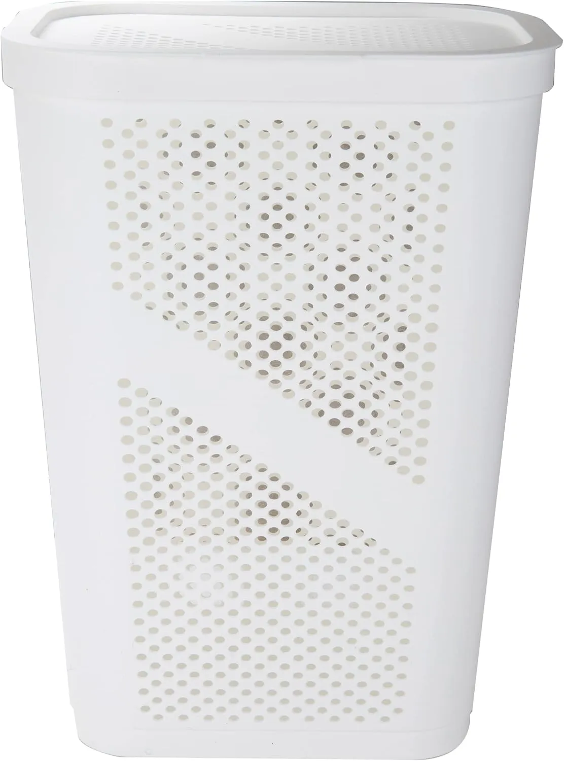 Mind Reader 60L Slim Laundry Hamper, Clothes Basket, Lid, Ventilated, Plastic, 17.25"L x 13.75"W x 23.5"H, Set of 2, White