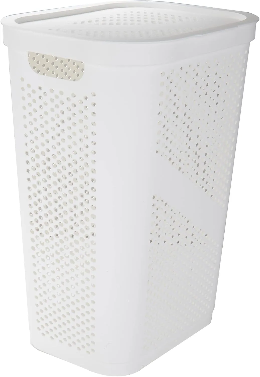 Mind Reader 60L Slim Laundry Hamper, Clothes Basket, Lid, Ventilated, Plastic, 17.25"L x 13.75"W x 23.5"H, Set of 2, White