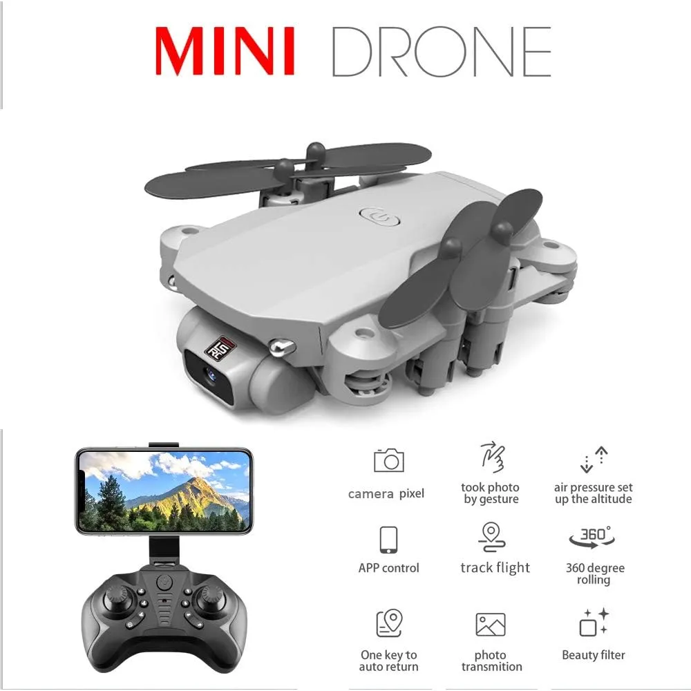 Mini Drone for Kids and Adults, GoolRC LS-MIN RC Quadcopter with 1080P Camera, 360° Flip, Gesture Photo/Video, Track Flight, Altitude Hold, Headless Mode, Include Carry Bag and 3 Batteries (Grey)