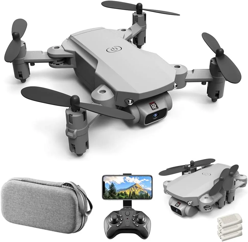 Mini Drone for Kids and Adults, GoolRC LS-MIN RC Quadcopter with 1080P Camera, 360° Flip, Gesture Photo/Video, Track Flight, Altitude Hold, Headless Mode, Include Carry Bag and 3 Batteries (Grey)